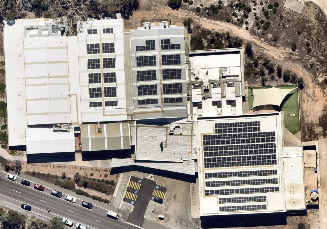 barossa recreation center rooftop solar aerial photo